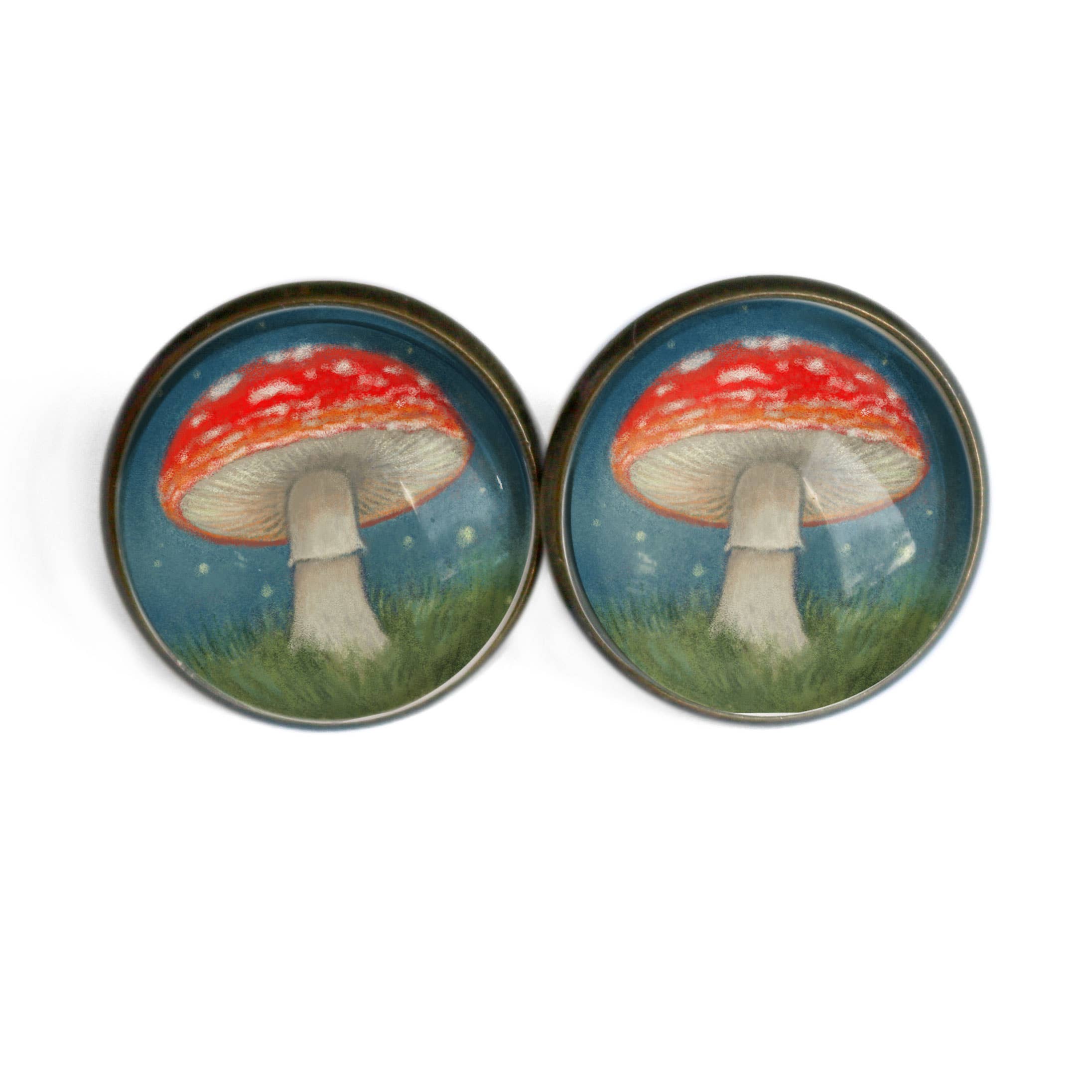 The Divine Iguana - Vente Clous d'oreille - Boucles d'oreilles à tige Moonlit Mushrooms Cottagecore1