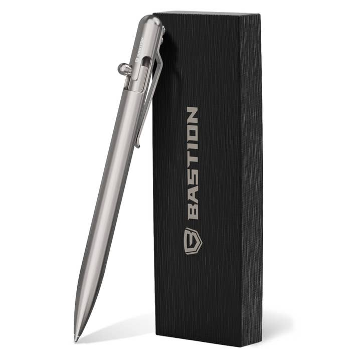 Titanium - Bastion® SLIM Bolt Action Pen for wholesale by BASTION