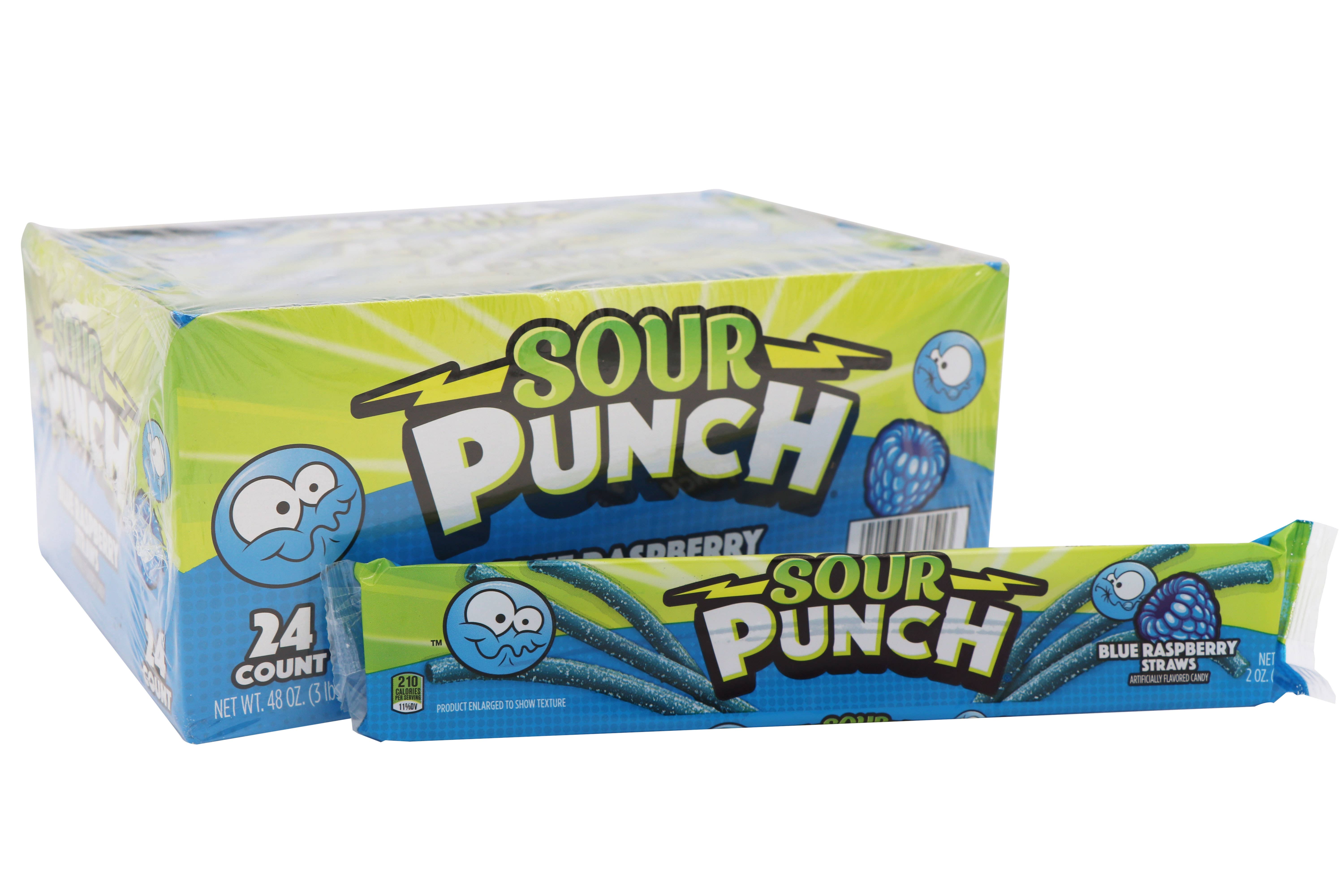 Grandpa Joe's Candy Shop - Wholesale Gummy - Sour Punch Straws Blue Raspberry, 2oz, 24ct Case