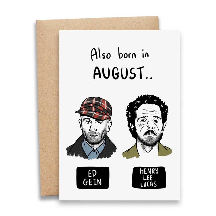 Serial Killer | August Birthday Card for wholesale by Debmon Design
