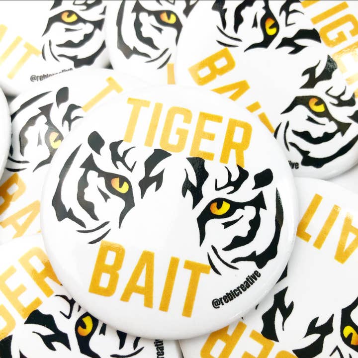 Tiger Bait - White - Game Day Button for wholesale by REBL Creative