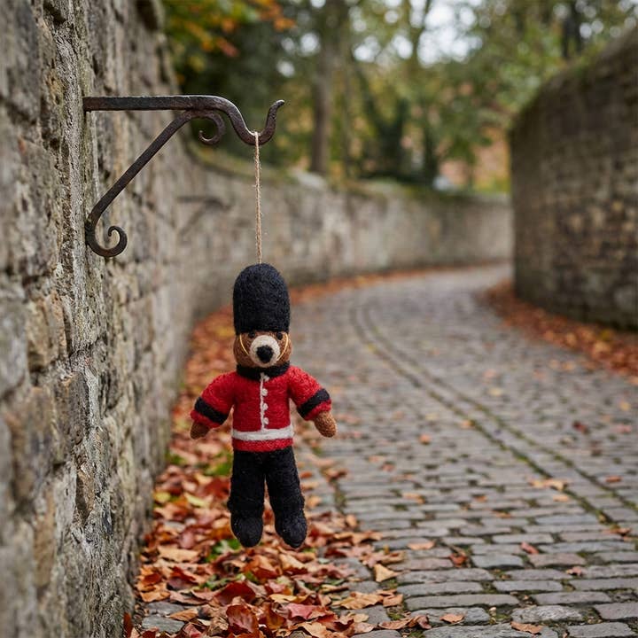 Felt So Good - Wholesale Ornament - Handmade Felt Beefeater Bear London Decoration
