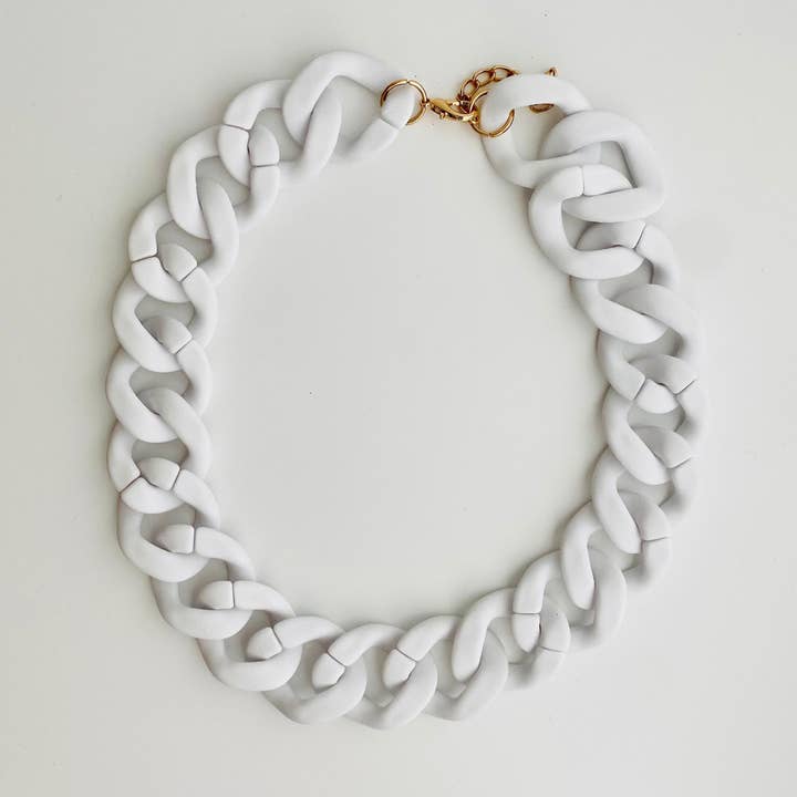 Tiny Gift Society - Wholesale Link & chain necklace - Chunky Chain Flat Link Necklace | Boho Acrylic Cuban Jewelry5