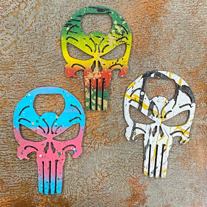 Punisher Bottle Opener for wholesale by Cut-n-rust LLC