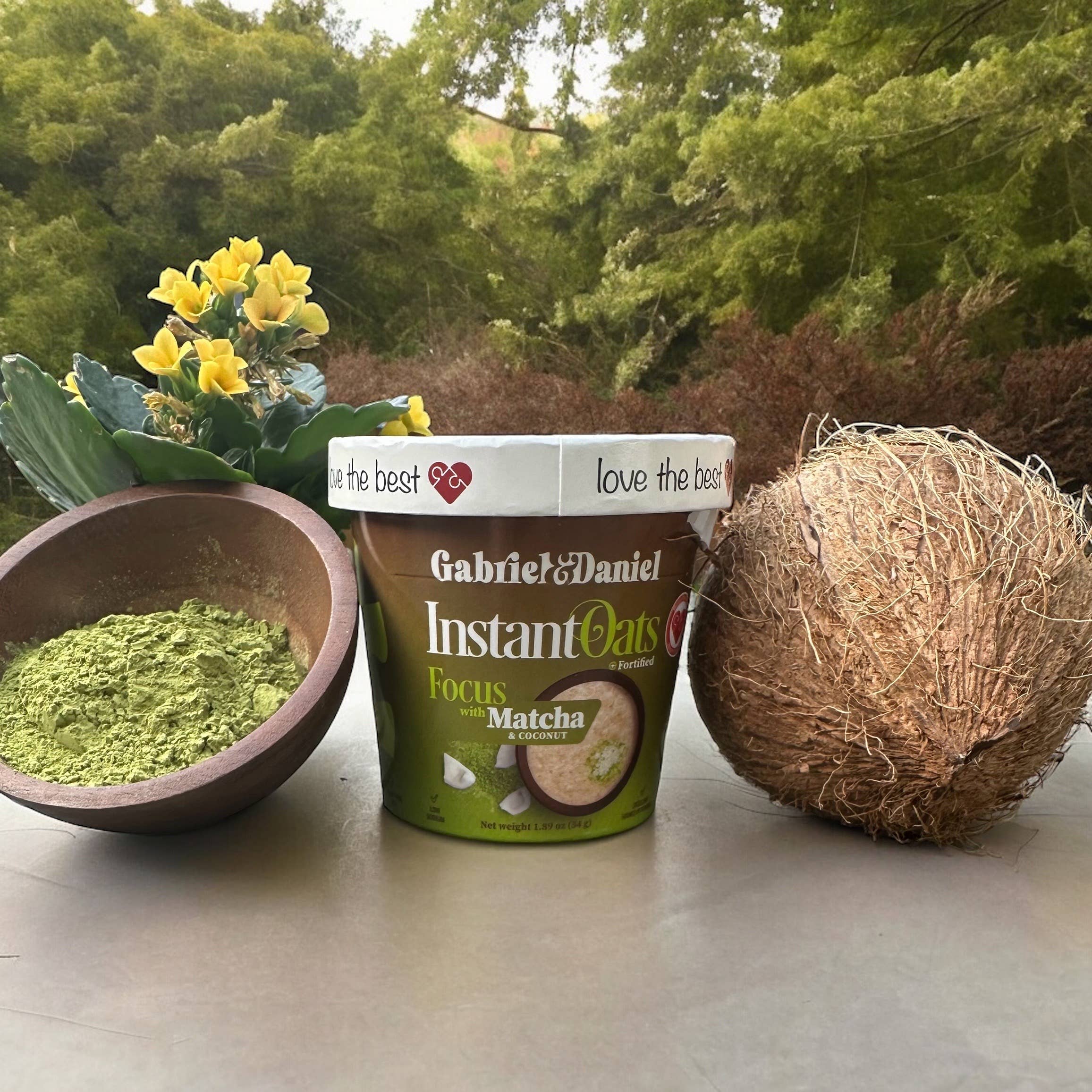 Gabriel & Daniel Wellness Oatmeals - Venta al por mayor Avena - Taza de Avena Instantánea Orgánica SS - Matcha y Coco - Paquete de 125