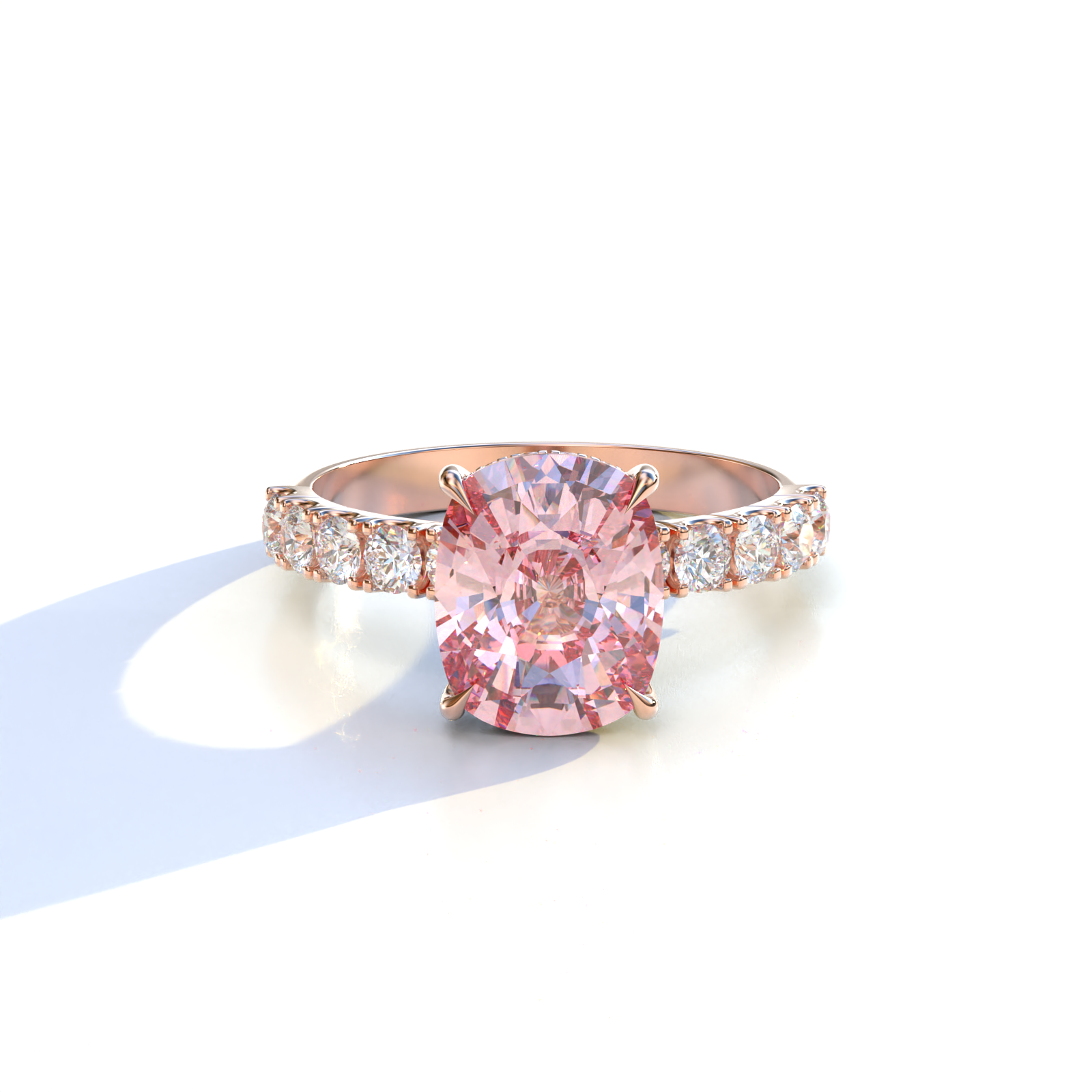 Mohana Jewels - Luxury - Vendita all'ingrosso Anelli di fidanzamento - Anello con diamante da laboratorio taglio ovale rosa da 2 carati con halo nascosto e montatura pavé - Resa9