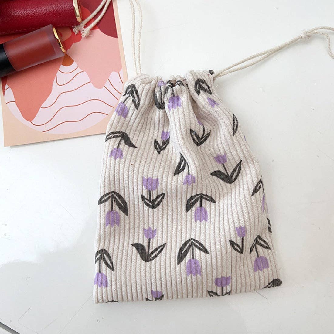 Funkyrel® Atzbranding Limited – Engroshandel Posetaske - Dame – Cosbai - Blomstret fløjlssnorpose2