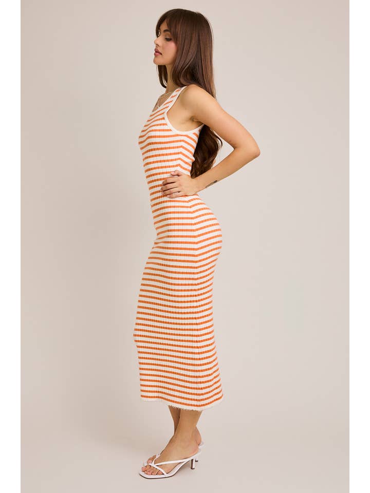 LE LIS - Wholesale Dress - Women's - SLEEVELESS ROUND NECK STRIPED RIB SWEATER DRESS18