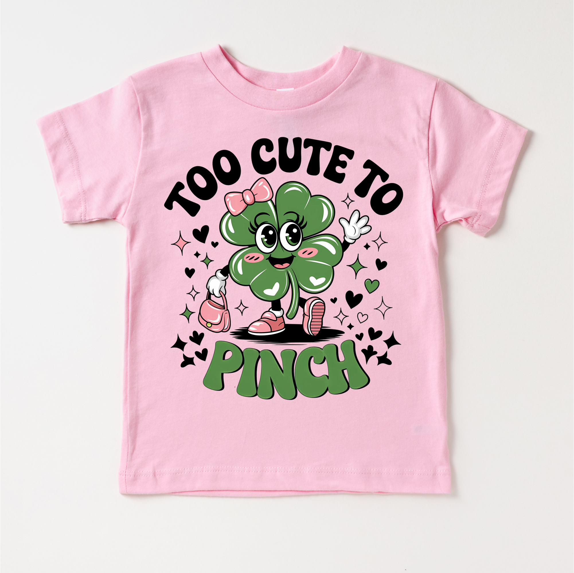 Madi Moosh - Vente T-shirt sérigraphié – enfant - T-shirt de la Saint-Patrick trop mignon pour pincer - Trèfle porte-bonheur pour enfants et adultes4