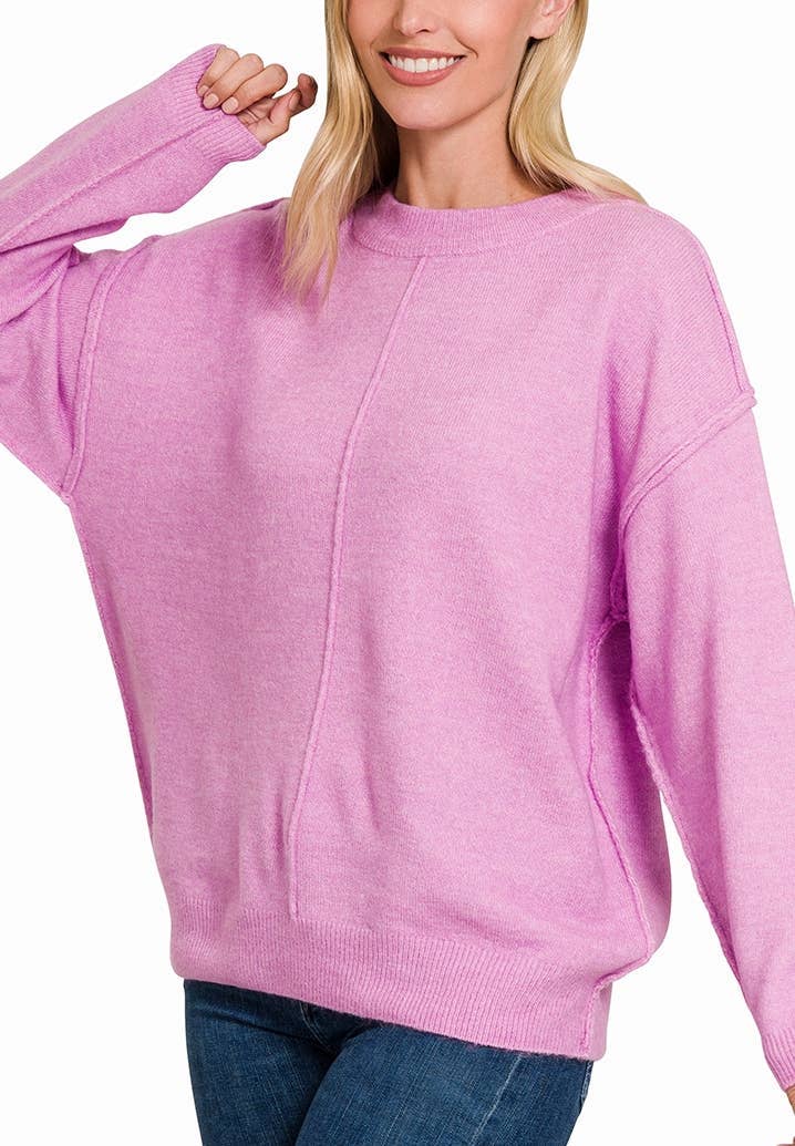 Vanilla Monkey - Wholesale Knit Sweater - Women's - Garment Dyed Front Seam Round-neck Sweater8