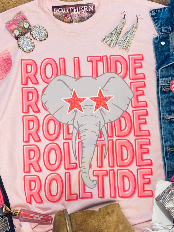 Southern Fashion – wholesale T-shirts med screentryck – Dam – Rulla Tidvåg - Ljusrosa & Mörkrosa Tailgating T-shirt