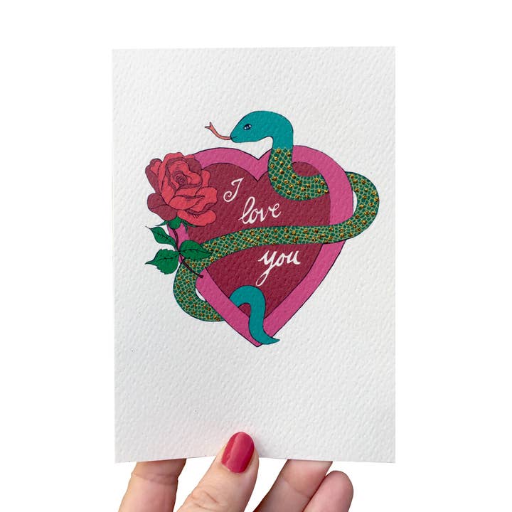 Rosie Wonders - Vendita all'ingrosso Biglietti per San Valentino - Biglietto vittoriano per San Valentino con scritta «I Love You Snake»0