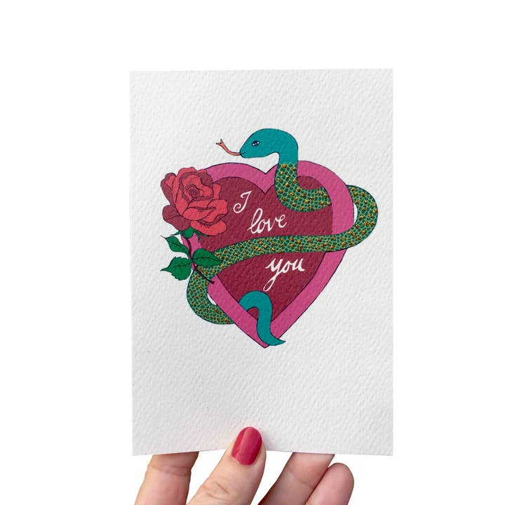Rosie Wonders – wholesale Valentine's Day card – Victorian Valentines Card - I Love You Snake
