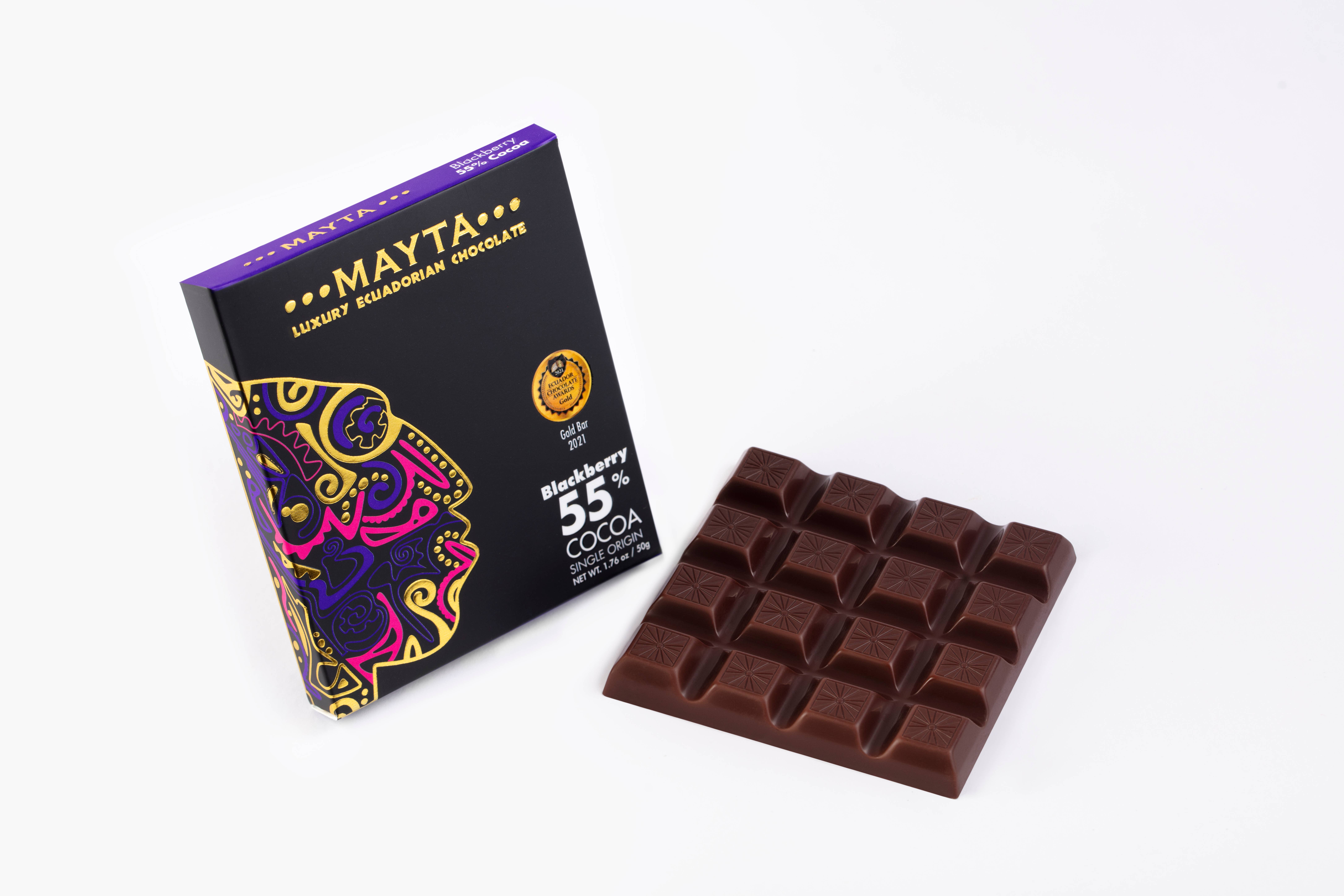 Mayta Gourmet Ecuadorian Chocolate & Coffee - Wholesale Chocolate Bar - Mayta Gourmet 55% Dark Chocolate Blackberry2