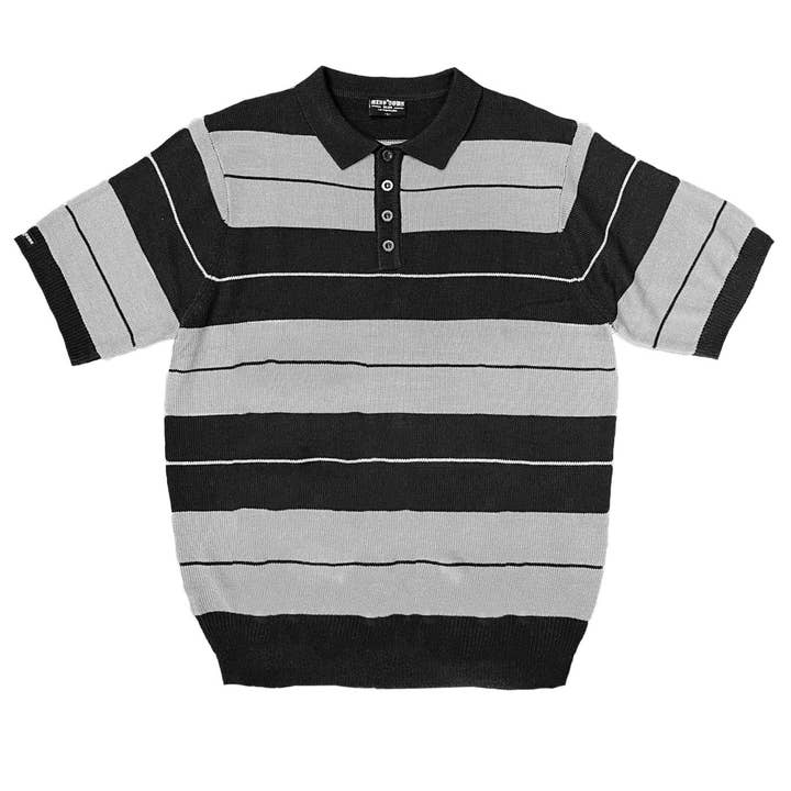 WEIV - Wholesale Polo - Men's - Charlie Brown Striped Knit 4 Button Polo Shirt1