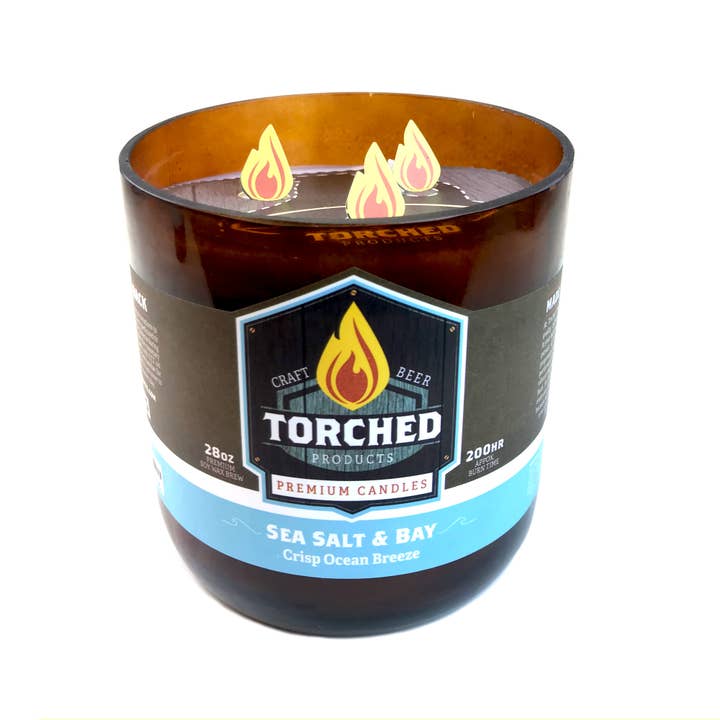 Torched Products - Vendita all'ingrosso Candela in vasetto - Candela Torched Beer Growler 28 oz - Sea Salt & Bay5