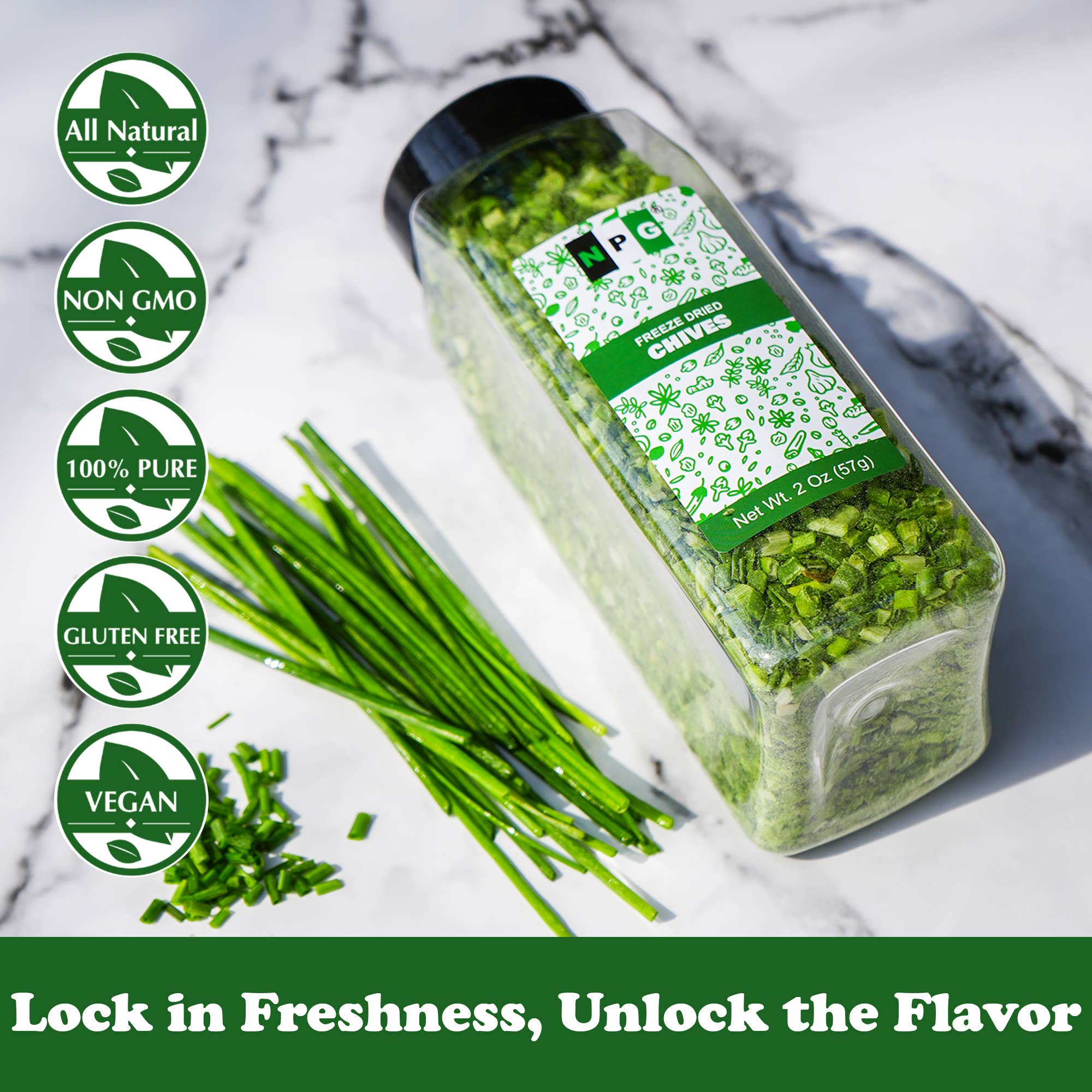 Natural Plus Green - Wholesale Dried/dehydrated vegetables - NPG Freeze-Dried Chives 2 Oz5