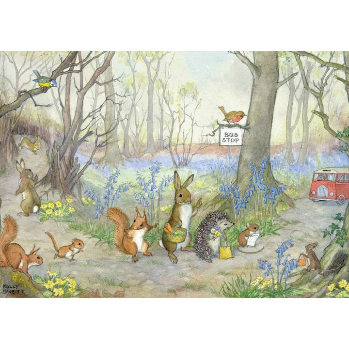 Catching the Bus - Molly Brett Postcard for wholesale by Ganymed Press