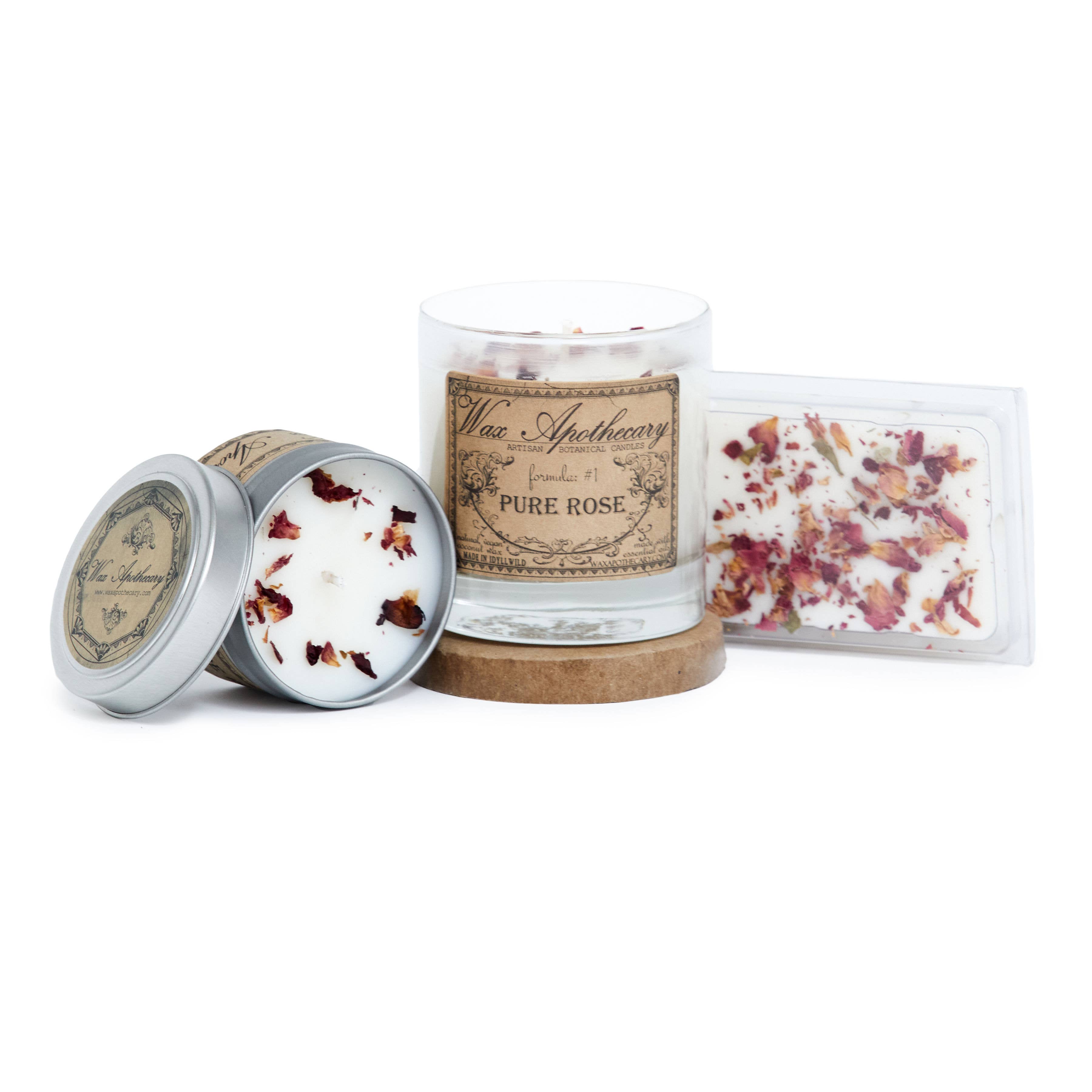 Wax Apothecary - Wholesale Jar/Filled Candle - Rose Botanical Candle in 7oz Scotch Glass5