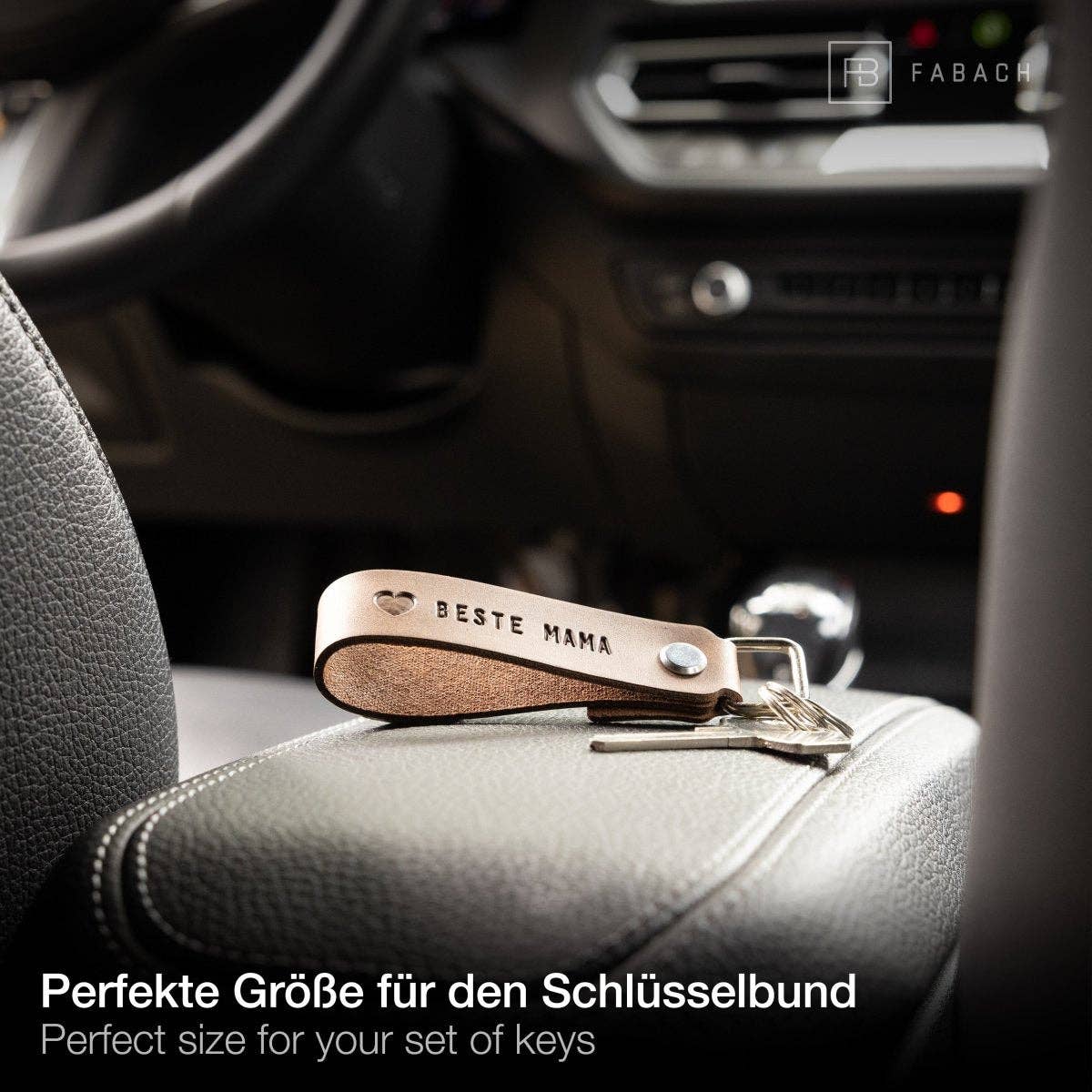 FABACH – Die Schlüsselanhänger-Schmiede - Venta al por mayor Llavero - Mujer - Llavero de cuero « Beste Mama » con anilla intercambiable8