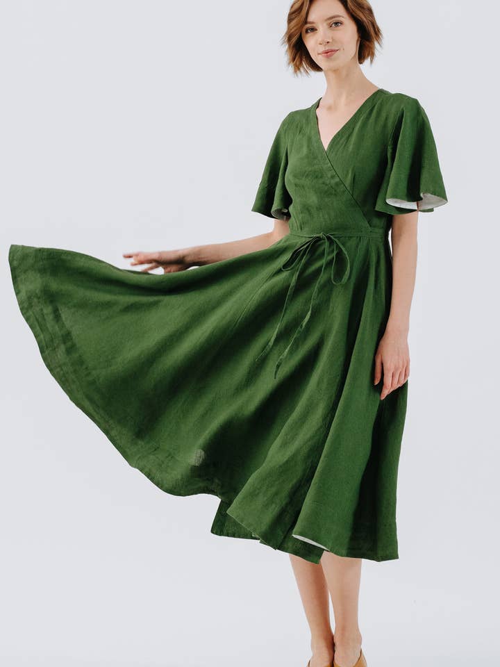 Son de Flor - Wholesale Dress - Women's - Wrap Dress, Butterfly Sleeve