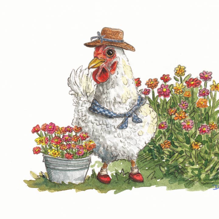 Bird with Flower Garden for wholesale by Drew Deming Watercolors