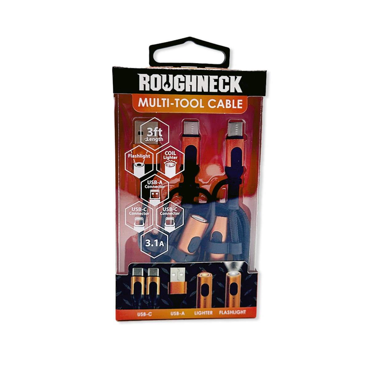 Novelty Closeout - Wholesale Portable Charger - Multi-Tool Charging Cable Coil Lighter Flashlight Dual USB-C2