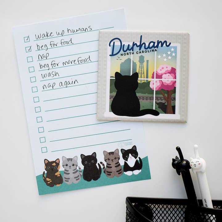 Chester and Pearl - Wholesale Magnet - Durham North Carolina Window View Cat Fridge Magnet1