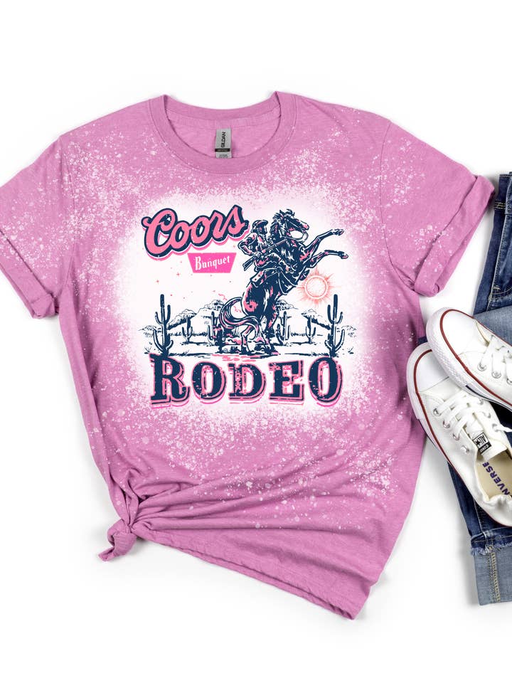4 little hearts - Wholesale Screen Printed T-Shirt - Women's - Coors rodeo bleached western graphic tee1