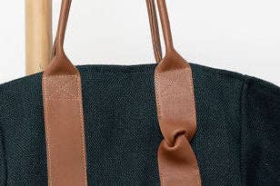 Fossette – Großhandel Tragetasche – Damen – Tragetasche - schwarzer Hanf, Fichte, Kamelleder13