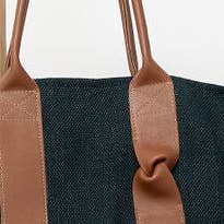 Fossette – Großhandel Tragetasche – Damen – Tragetasche - schwarzer Hanf, Fichte, Kamelleder13