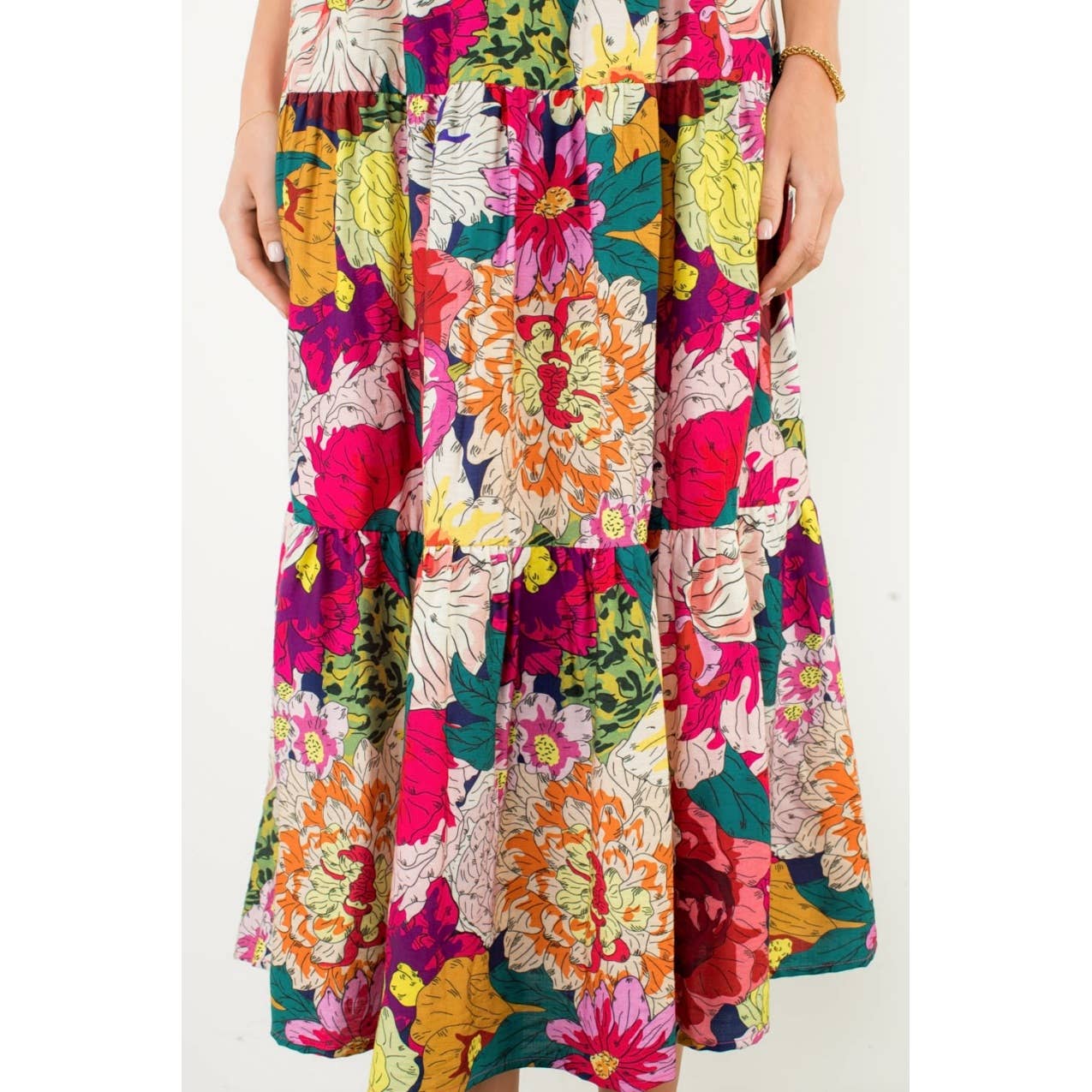 FUSCHIA Floral Strap Tiered Maxi Dress for wholesale on Faire3