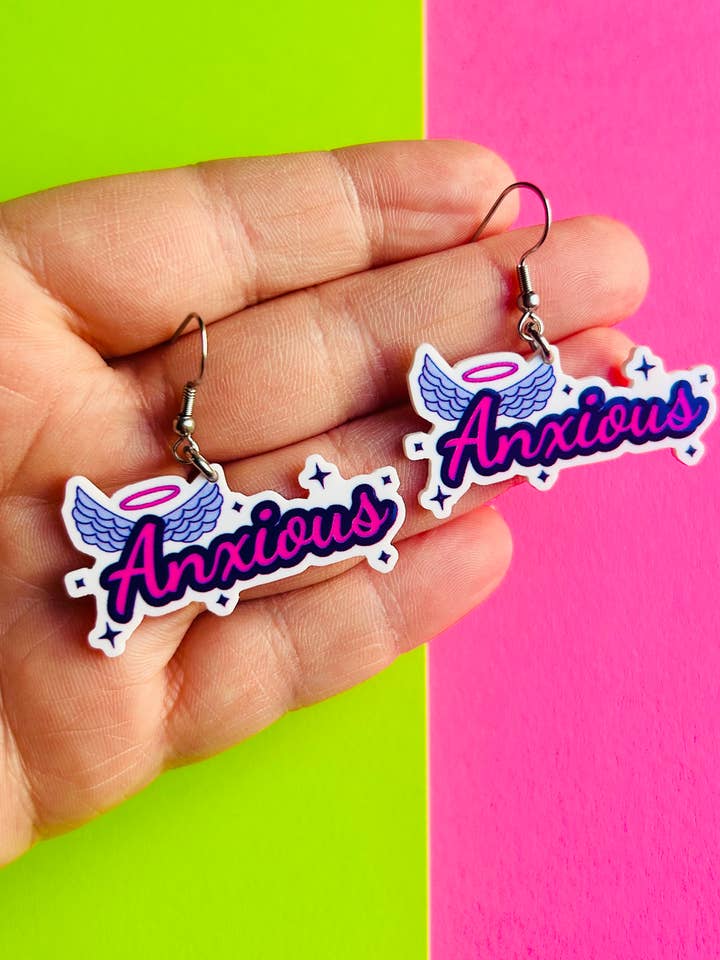 Anxious Earrings Y2K Inspired Earrings Angel Earrings for wholesale by Alien Bratz