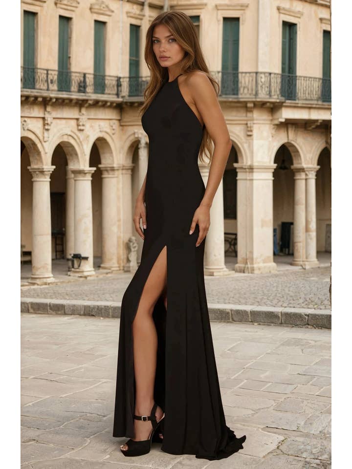 Kos Couture - Wholesale Gown - Women's - Long Fitted Open Back Jersey Prom Dress Wholesale2