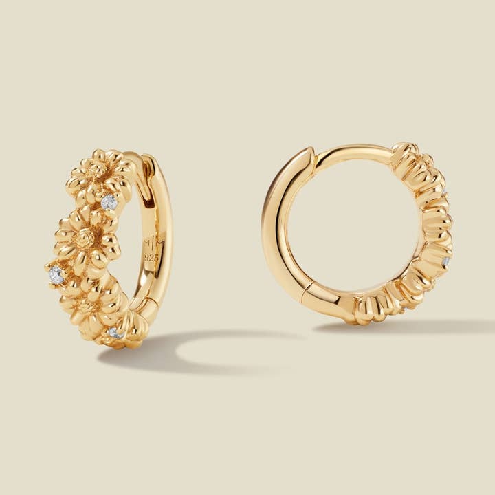 April CZ Birth Flower Huggie Hoop Earrings for wholesale by Made By Mary