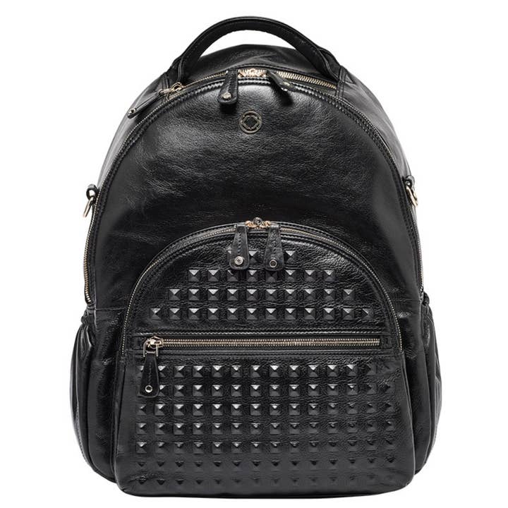 Joy XL Covered Stud Black Leather Backpack for wholesale by KeriKit