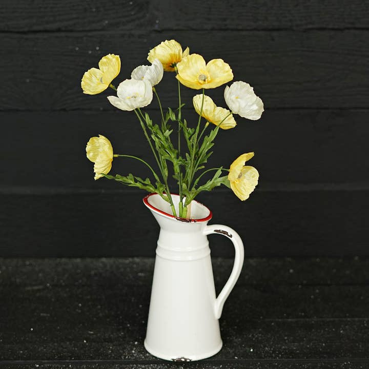 35353- 16inL Wrinkle Poppy Bush-Yellow cream for wholesale by Holiday Depot Inc.