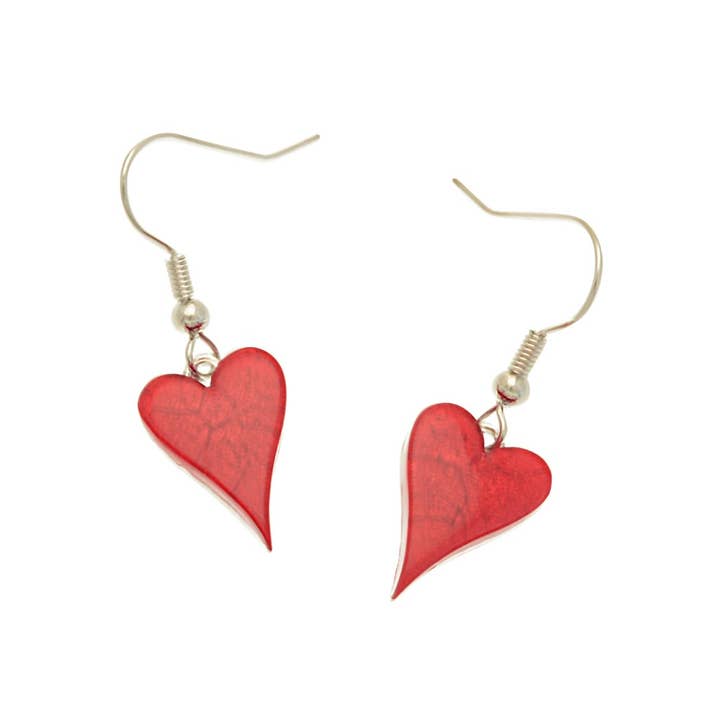 Boucles d'oreilles cœur rouge écarlate pour la vente par Miss Milly Limited