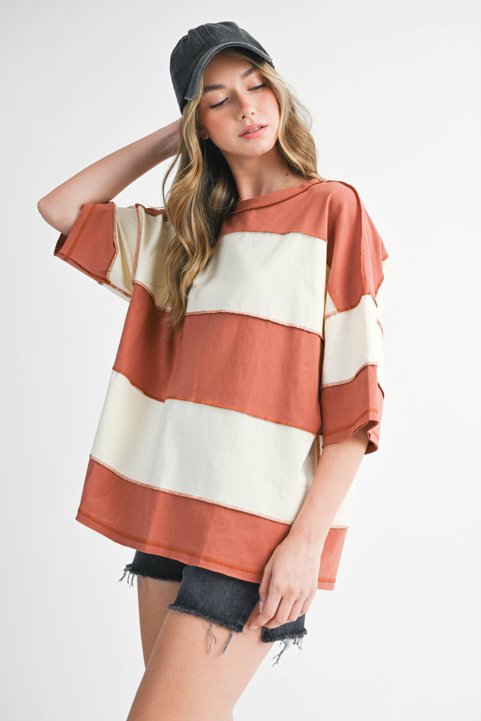 AEMI + CO - Wholesale Knit Top - Women's - 8417FN Polly Color Block Top38
