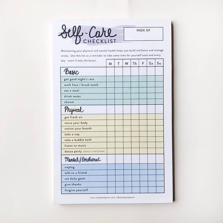 Steel Petal Press - Wholesale Kladblok - Checklist voor zelfzorg Habit Tracker Notepad