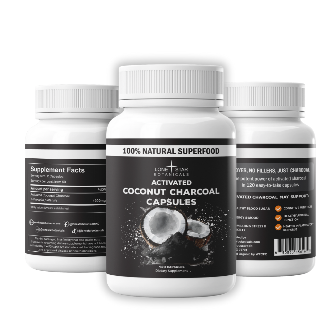 Lone Star Botanicals - Wholesale Protein/Superfood Powder - Activated Coconut Charcoal Powder Capsules -- 120ct7