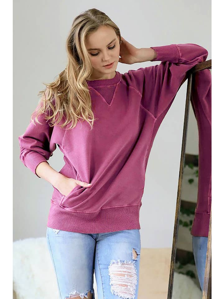 42POPS - Wholesale Sweatshirt - Women's - ',,,, Washed French Terry Pullover With Side Pockets29