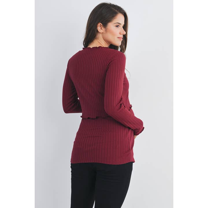 Hello Miz - Vendita all'ingrosso Maglia per allattamento - Maglia a Maniche Lunghe Premaman per Allattamento a Coste3