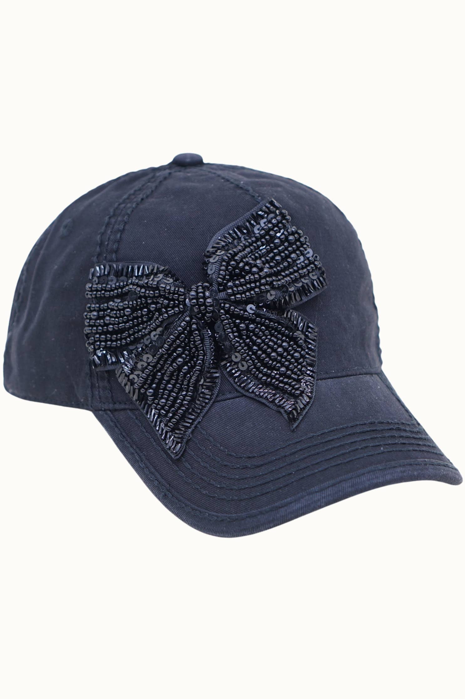 Olive & Pique – Engroshandel Kasket med hul til hestehale - Dame – Bejeweled Bow Pearl Bling Glitz Hestehale Kasket, Justerbar9