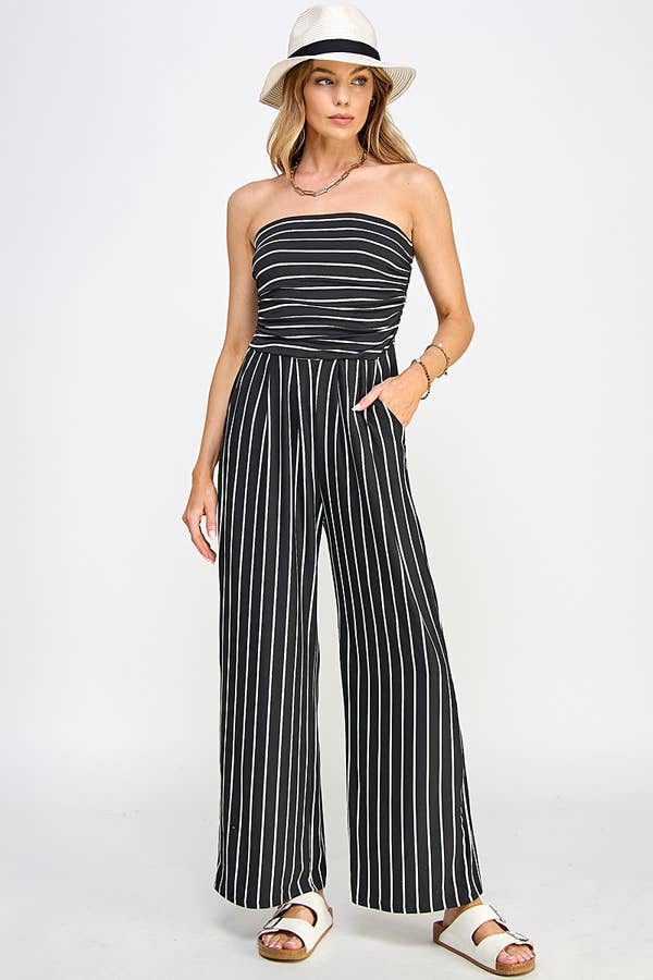 Heart & Hips – wholesale Romper – Women's – JR16435FS - TUBE TOP W/SHIRRING PALAZZO ROMPER0