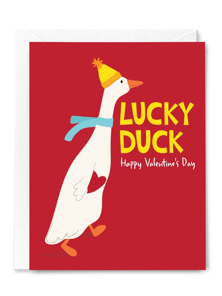 Carte de Saint-Valentin Lucky Duck pour la vente par Happy Just Happy