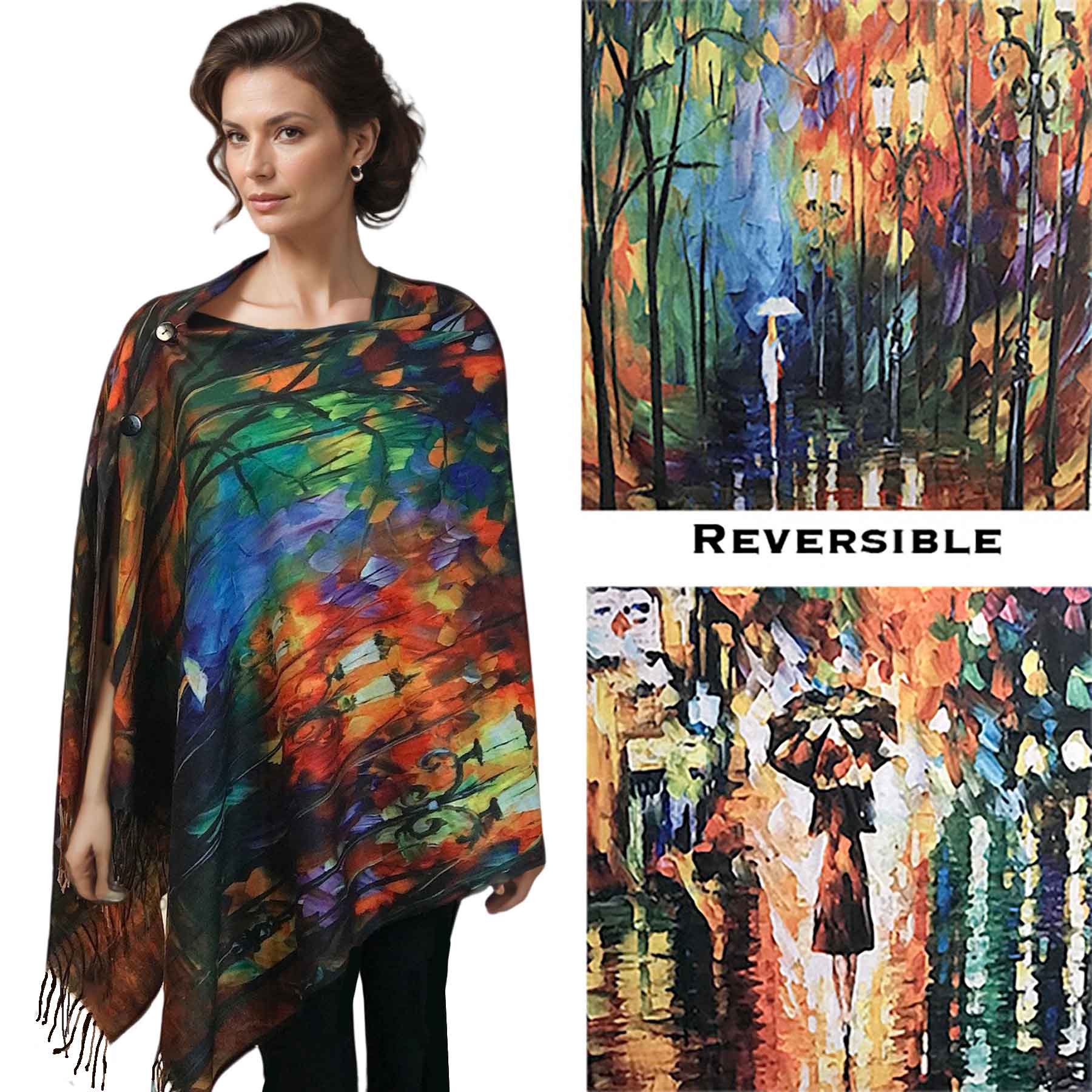 The Magic Scarf Company - Wholesale Wrap - Women's - 3180 - Sueded Art Design Button Shawls 28