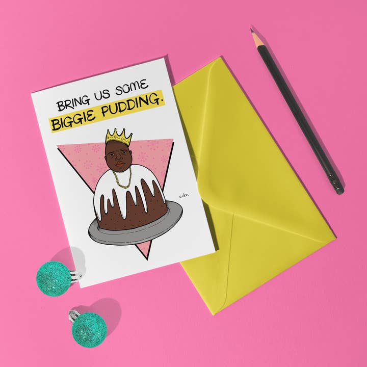 'Biggie Pudding' A6 Christmas Card for wholesale by Don Design