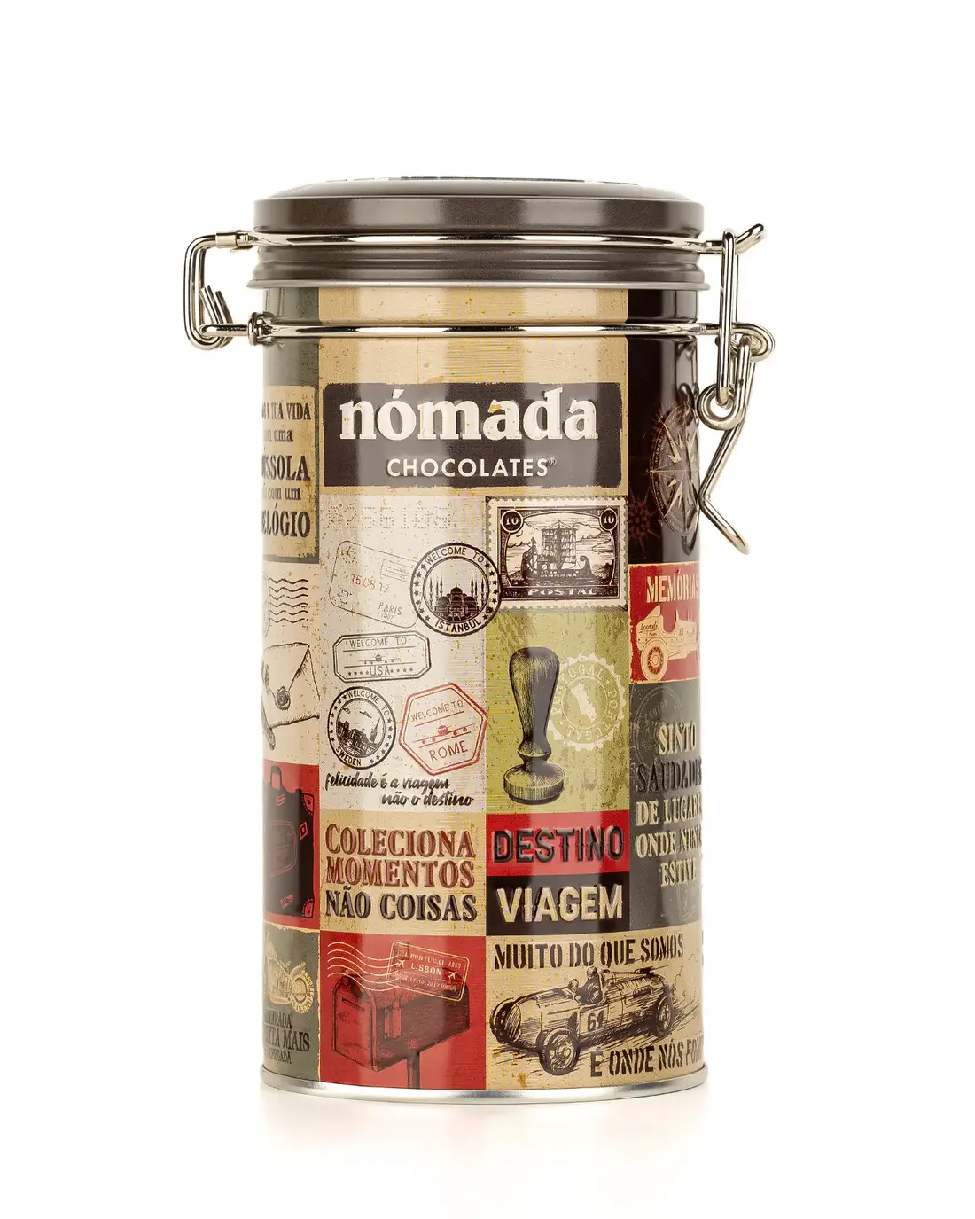 Nómada Chocolates - Wholesale Chocolate Box - "Travel" - Tin of Chocolate Almonds 150g1