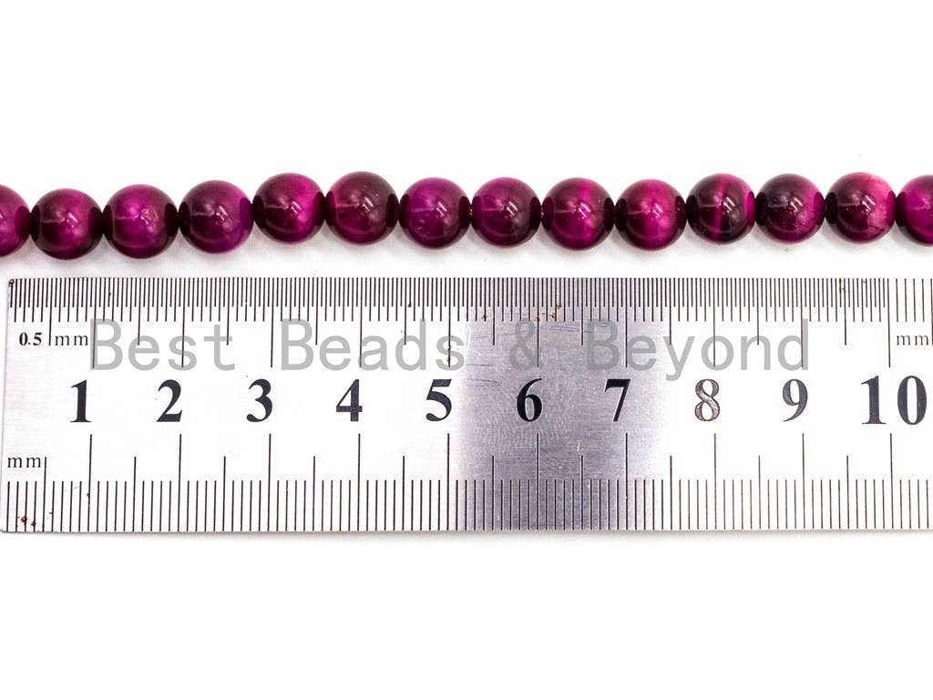 BestBeads&Beyond - Wholesale Beads - High Quality Natural Fuchsia Tiger Eye Round  Beads,4mm/6mm/8mm/10mm/12mm/14mm Round, Fuchsia Tiger Eye, 15.5'' Full strand, SKU#U652